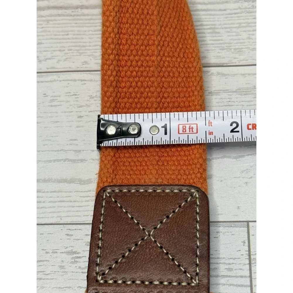Timberland D Ring Orange Fabric Leather Detail Vintage Men Belt Size S/M 39